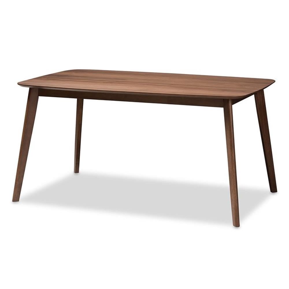 Baxton Studio Alston Mid-Century Modern Beige Fabric Upholstered and Walnut Brown Finished Wood 5-Piece Dining Set