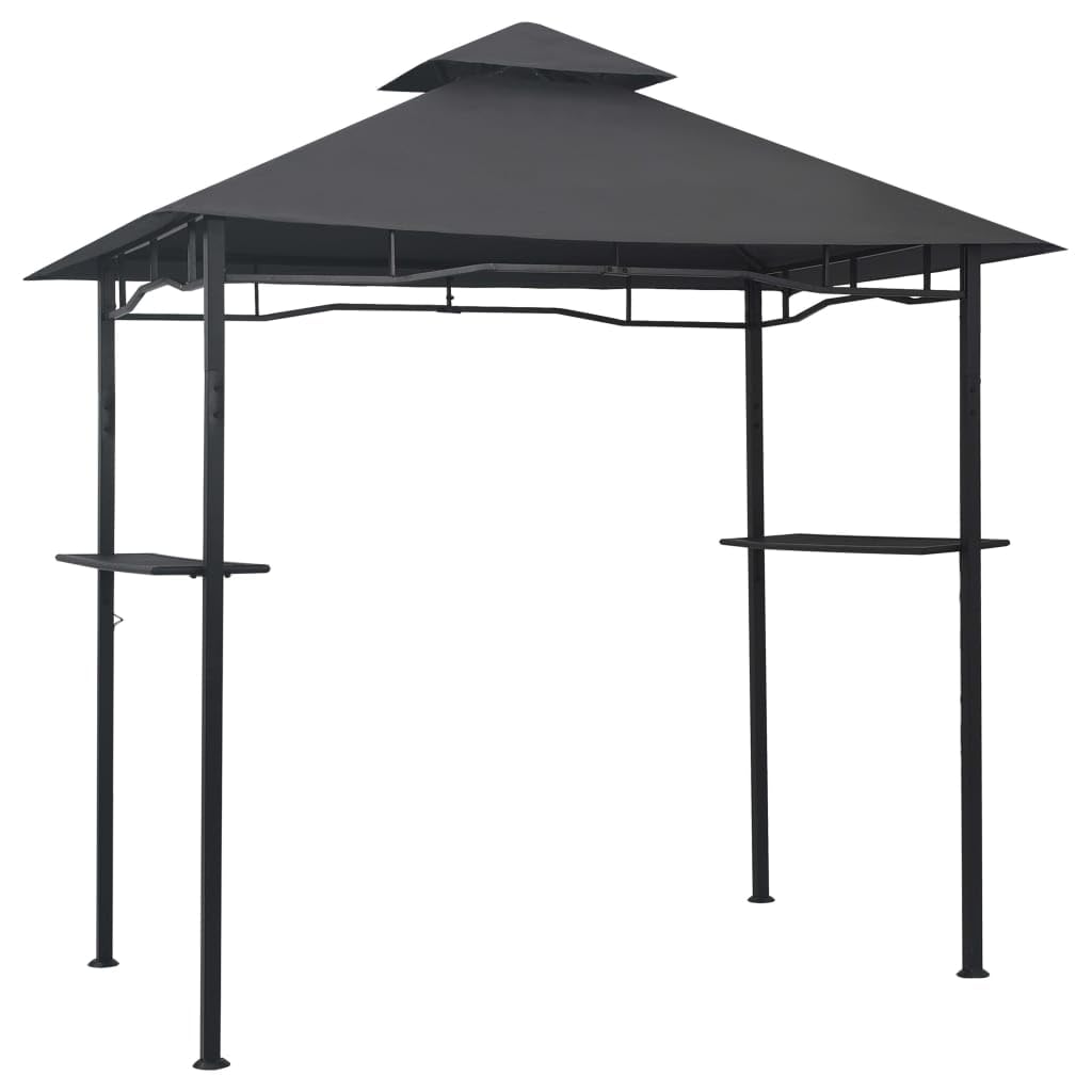 vidaXL BBQ Gazebo 7.9x4.9x8.4 Anthracite - Weather-Resistant and Fire-Retardant Steel Outdoor BBQ Canopy with Double-Layer Ro