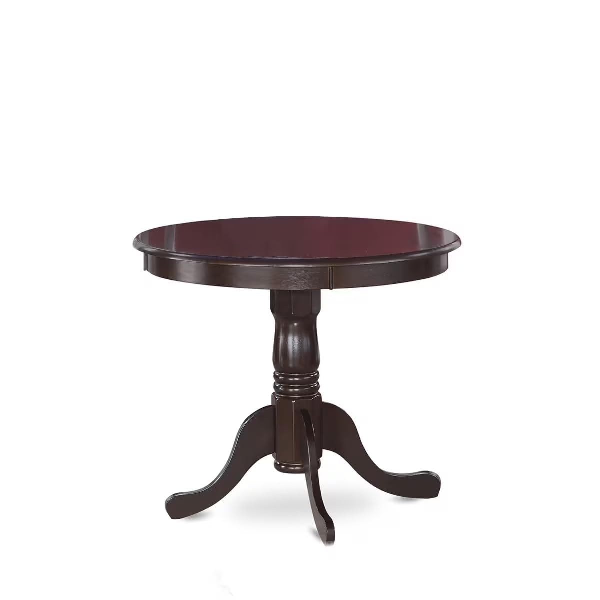 East West Furniture ANLY5-CAP-LC 5 Piece Kitchen Table & Chairs Set Includes a Round Dining Room Table with Pedestal and 4 Faux Leather Upholstered Dining Chairs, 36x36 Inch, Cappuccino