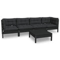 vidaXL Solid Pinewood Patio Lounge Set 5 Piece with Cushions Garden Outdoor Lawn Yard Terrace Balcony Wooden Seat Seating Furniture