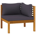 vidaXL Solid Acacia Wood Sectional Corner Sofa with Dark Gray Cushions  Outdoors/Indoors, Modular, Comfortable, Durable and Wea