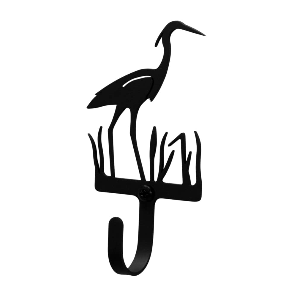 Village Wrought Iron Heron Wall Hook Decorative Small