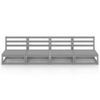 vidaXL Solid Pinewood Patio 4-Seater Sofa Garden Outdoor Lawn Yard Terrace Balcony Wooden Sectional Middle Sofa Seat Seating Furniture Gray