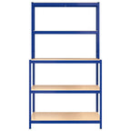 Vidaxl 5-Layer Work Table With Shelves Blue Steel&Engineered Wood