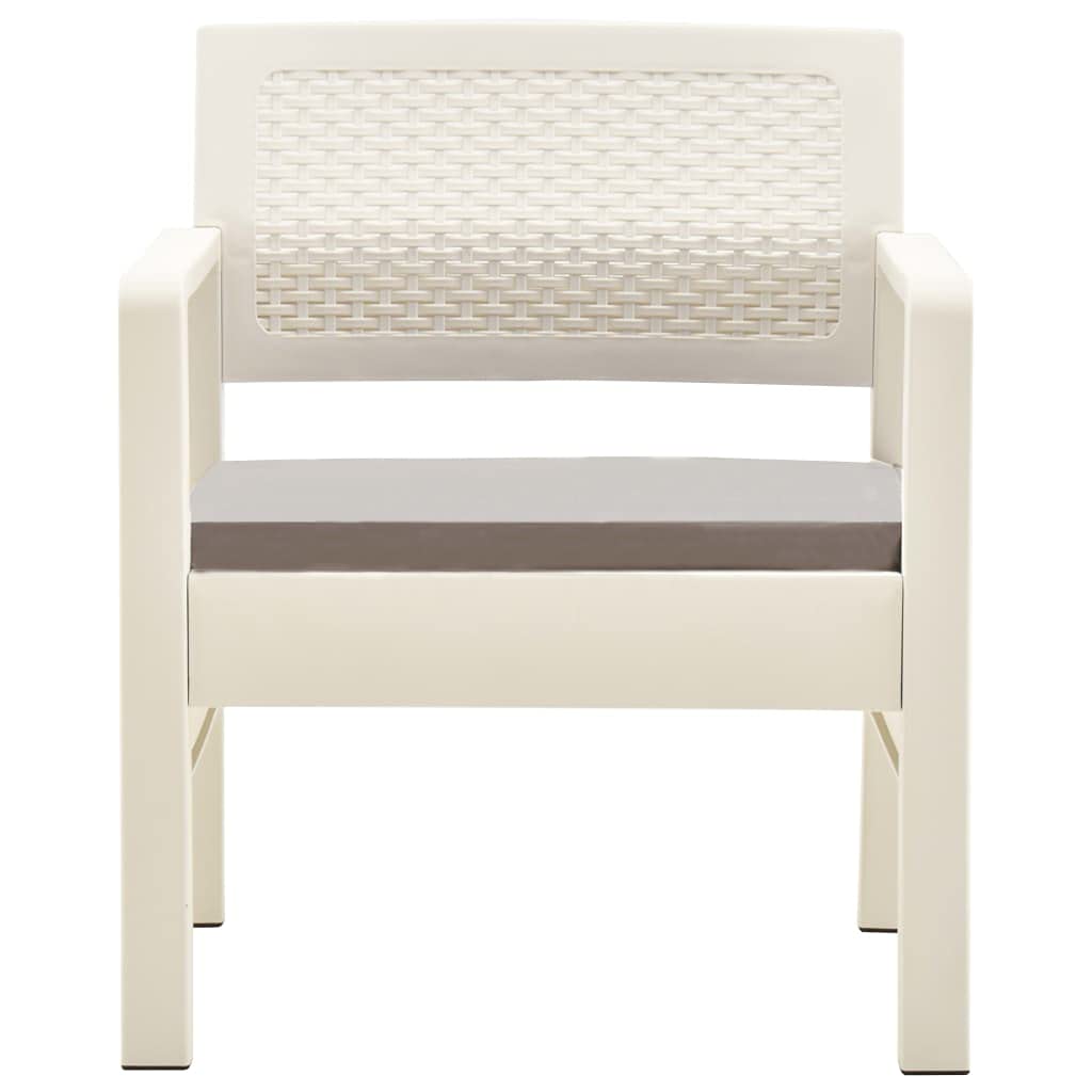 vidaXL Patio Furniture Set 3 Piece, Outdoor Furniture Set, Cushioned Patio Chair, Outdoor Table and Chair for Porch Balcony Lawn, White