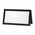 Black Place Cards - Flat or Tent - 10 or 50 Pack - White Blank Front with Solid Color Border - Placement Table Name Seating Stat