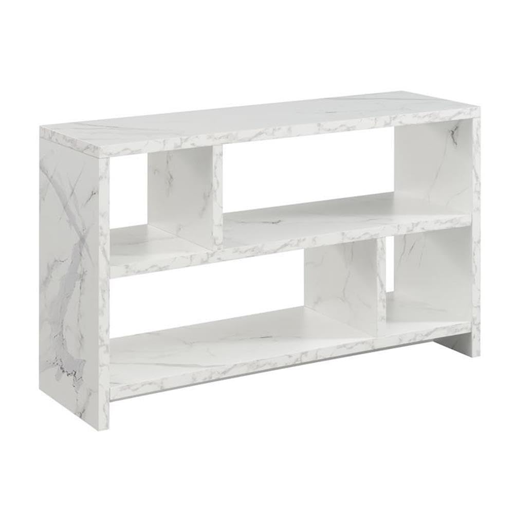 Convenience Concepts Northfield TV Stand Console with Shelves, White Faux Marble