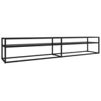 vidaXL Black TV Cabinet with Tempered Glass and Powder-Coated Steel - Sleek, Streamlined Design - Ample Storage Space 86.6"x15.7"x15.9"
