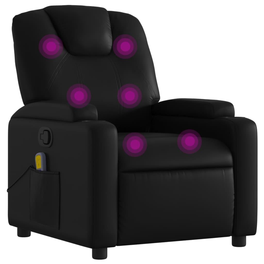 vidaXL Massage Recliner Chair - Black Faux Leather with Comfortable Padded Seat, Manual Reclining, Vibration and Durable Frame -Centerpiece Living Room Lounge Furniture, 3205543