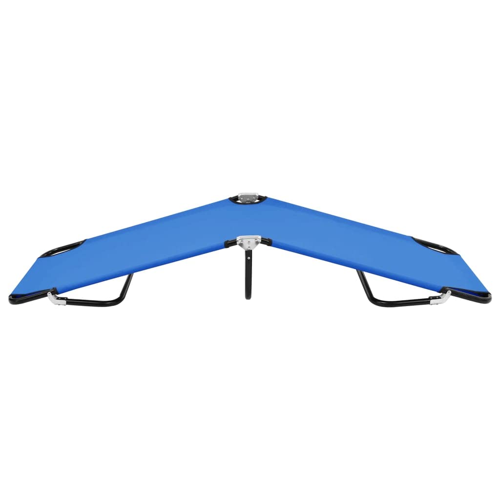 vidaXL Blue Folding Sun Lounger - Weather Resistant, Portable and Lightweight - Durable Steel Frame - Load Capacity up to 264.6 lbs