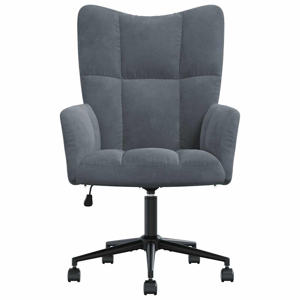 vidaXL Recliner Chair with Wheels, Height-Adjustable, Rotatable, TV Chair, Upholstered Chair, Relaxing Chair, Wing Chair, Living Room, Dark Grey, Velvet