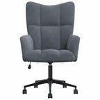 vidaXL Recliner Chair with Wheels, Height-Adjustable, Rotatable, TV Chair, Upholstered Chair, Relaxing Chair, Wing Chair, Living Room, Dark Grey, Velvet