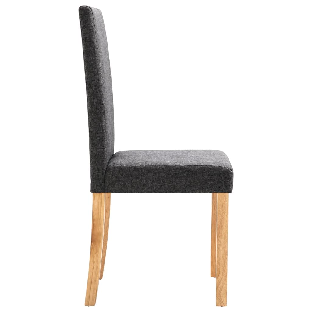 vidaXL 2 pcs Set - Classic Design Dining Chairs - Comfortable Upholstered Seat - Dark Gray Fabric - Sturdy Rubber Wood Frame - Home Dining Room Furniture