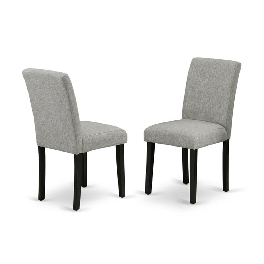 East West Furniture WEAB5-BLK-06 5 Piece Dining Set Includes a Rectangle Dining Room Table with Butterfly Leaf and 4 Shitake Linen Fabric Upholstered Parson Chairs, 42x60 Inch, Black