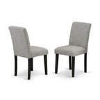 East West Furniture Lgab5-Blk-06 5 Piece Modern Dining Table Set Includes A Rectangle Wooden Table With Butterfly Leaf And 4 Shitake Linen Fabric Parsons Chairs, 42X84 Inch, Black