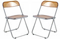 LeisureMod Lawrence Acrylic Folding Chair With Metal Frame, Set of 2