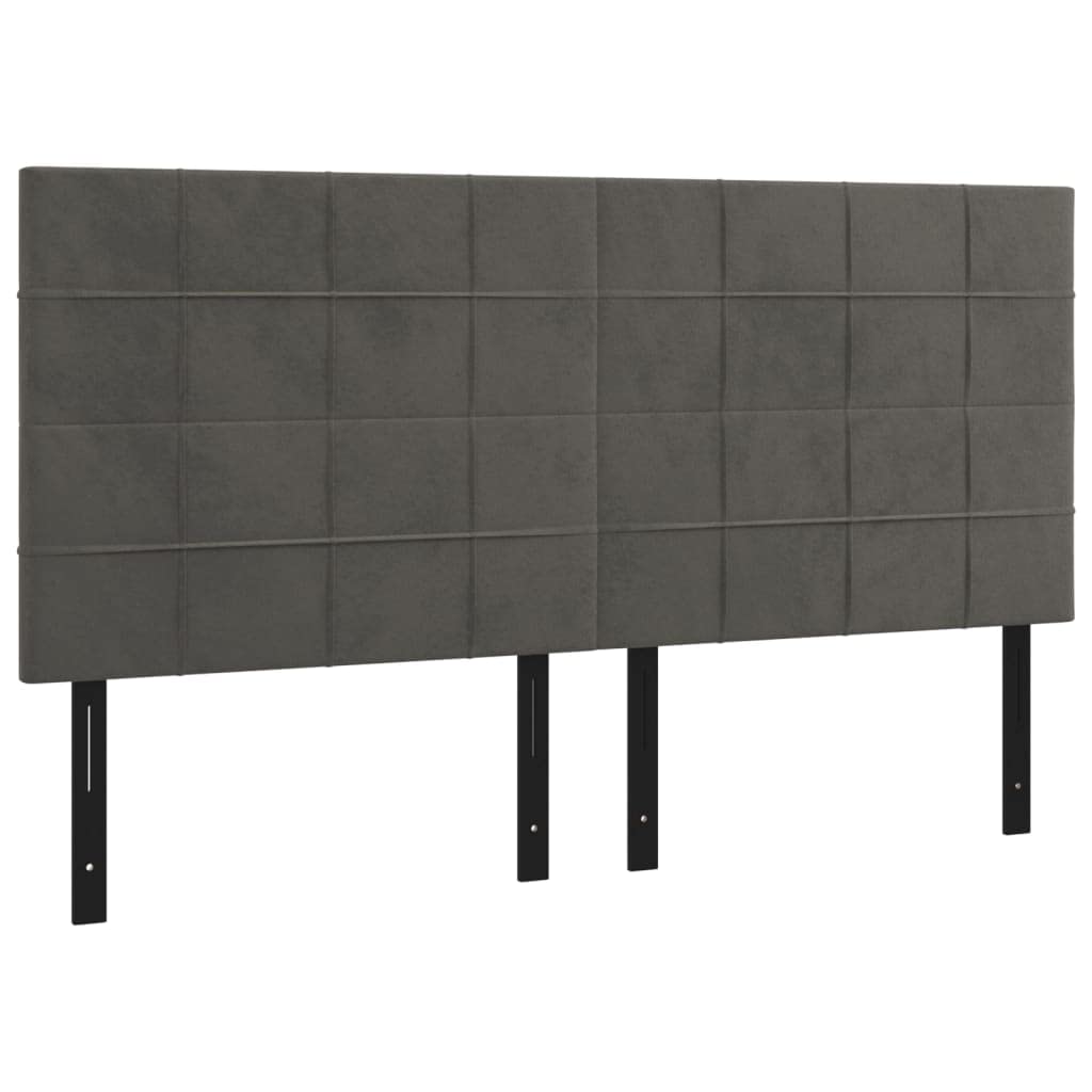 Vidaxl Headboard 4 Pcs, Upholstered Headboard For Bed Home, Bed Headboard With Wooden Leg, Bedroom Furniture, Dark Gray 31.5"X2"X30.7"/34.6" Velvet