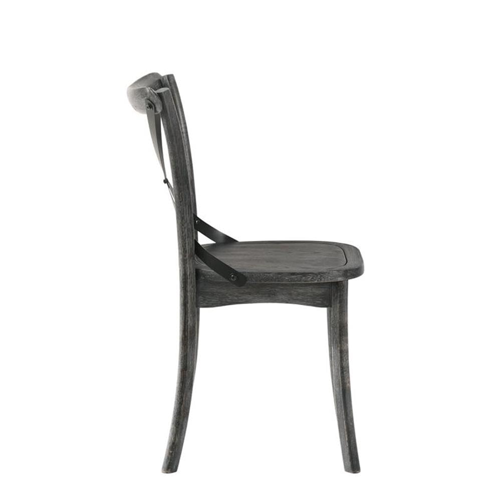 Acme Kendric Wood Side Chair Set of 2 in Rustic Gray