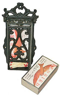 NACH Cast Iron Matchbox Holder, Vintage Matches Box for Long Matches, Antique Black Match Holder, Rustic Wooden Matches Holder, 