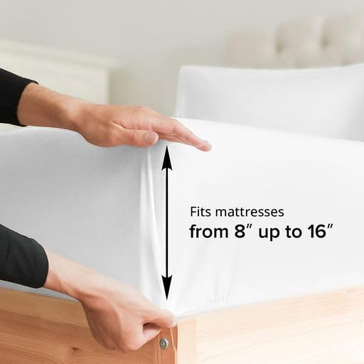 CGK Unlimited King Size Fitted Bed Sheet - Extra Soft Microfiber, Wrinkle Free, Breathable, Cooling - White