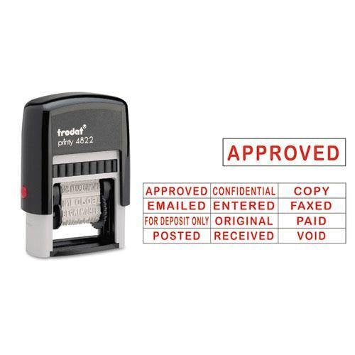 U. S. Stamp & Sign Self-Inking Stamps, 12-Message, Self-Inking, 1 1/4 X 3/8, Red (E4822)