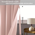 Jiuzhen Blush Pink Blackout Curtains For Bedroom, Light Blocking And Noise Reducing Grommet Curtains For Living Room Darkening Curtains, Set Of 2 Window Curtain Panels, 38 X 63 Inch Length