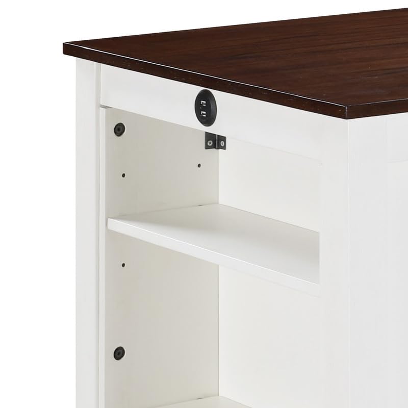 LILOLA LIVING Graham 3-Piece White Finish Small Space Counter Height Dining Table with Shelves and 2 Chairs