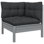 vidaXL Solid Pinewood Patio Lounge Set 13 Piece with Cushions Garden Outdoor Lawn Yard Terrace Balcony Wooden Seat Seating Furniture Gray