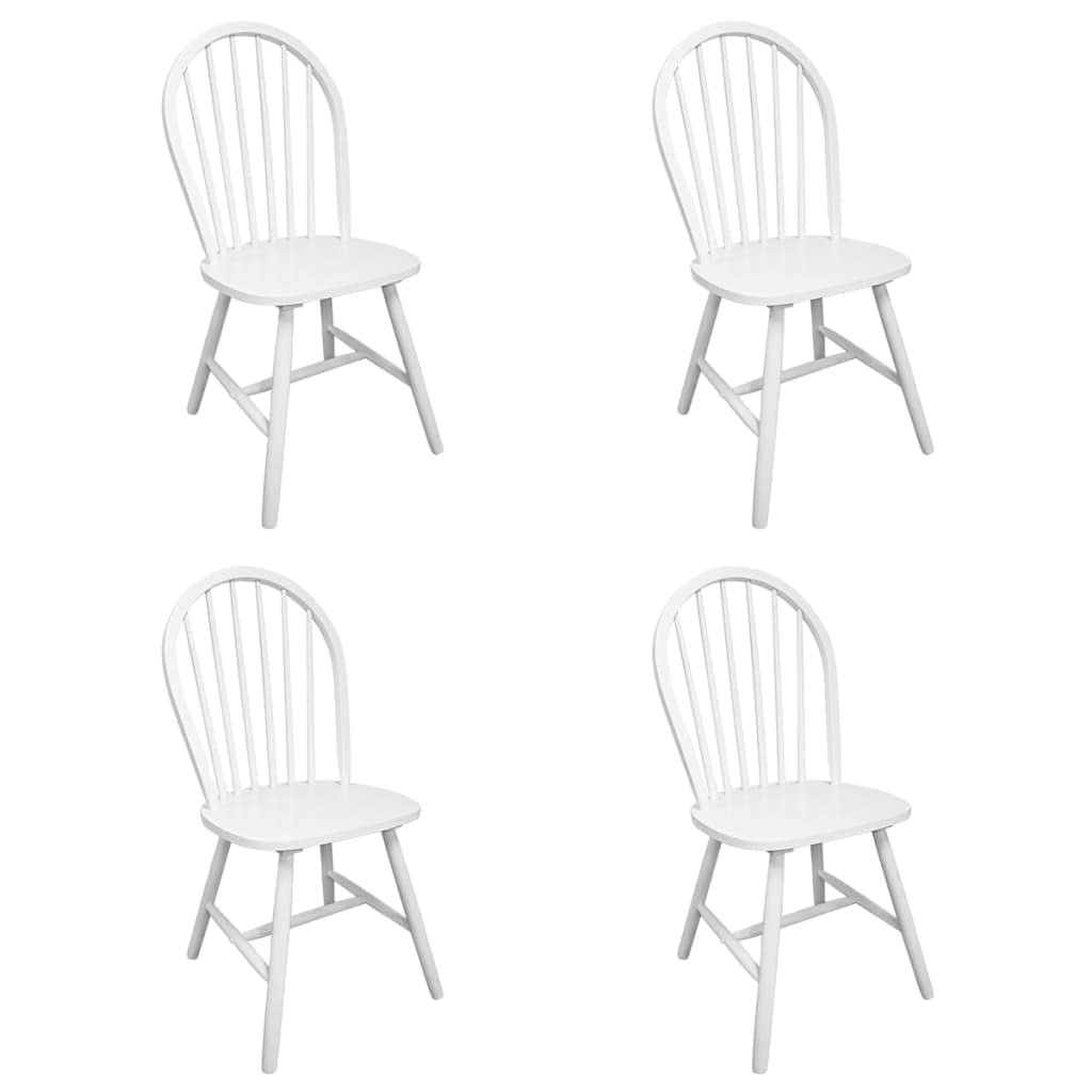 vidaXL Scandinavian Modern Design Dining Chairs - 4 Piece Set - Durable Rubber Wood - Elegant White Finish - Comfortable Rounded