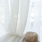 Fmfunctex Linen Sheer Pinch Pleated Curtains For Living Room, Linen Flax Beige 96 Inches Long Sheer Curtain Panels For Bedroom,