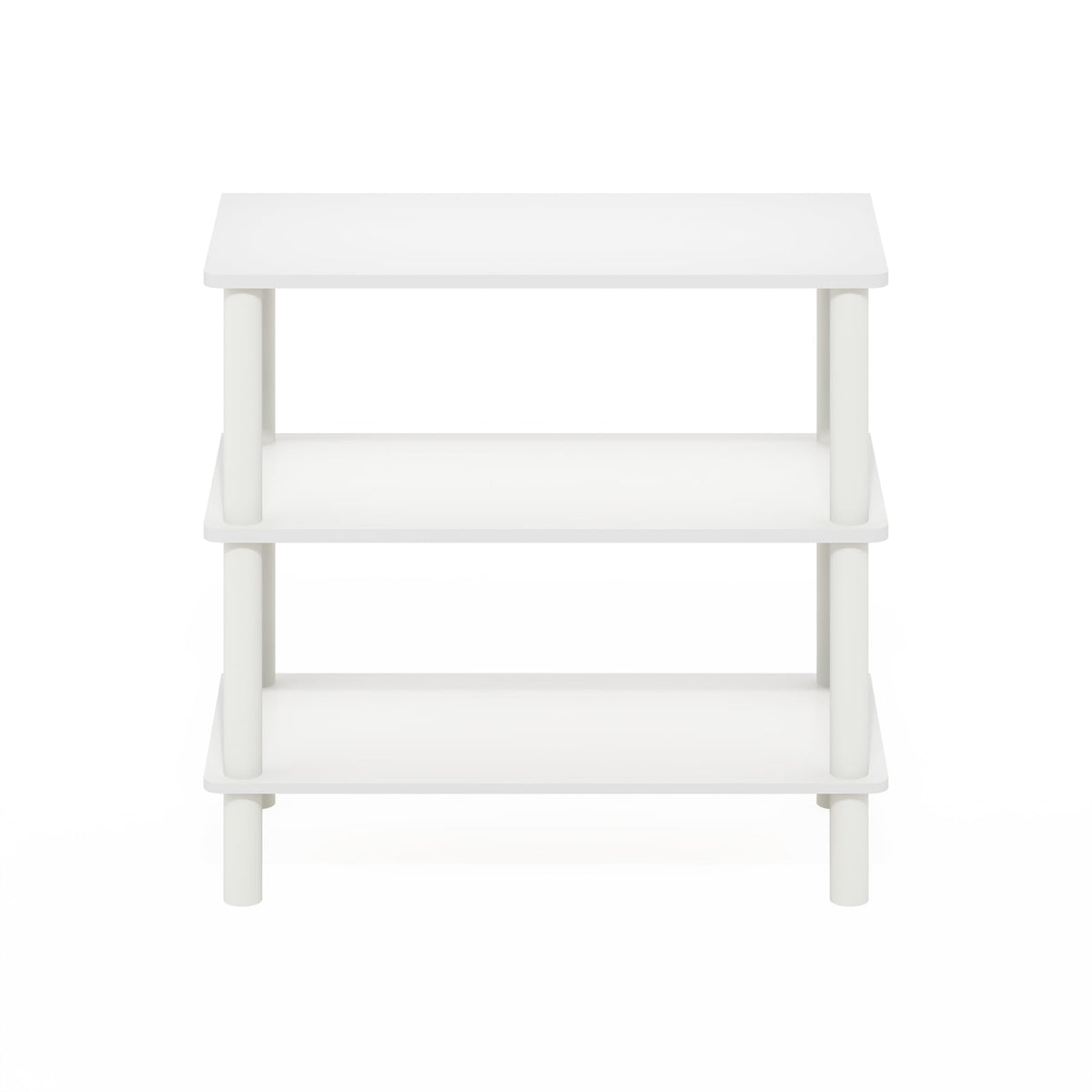 Furinno Turn-N-Tube 23-Inch 3-Tier Freestanding Shoe Rack Storage Organizer, White/White