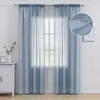 Miulee Dusty Blue Linen Textured Sheer Curtains For Bedroom Living Room Semi Transparent Farmhouse Window Curtain Panels Rod Pocket Light Blue Slate Blue 2 Panels W 54 X L 108 Inches Long