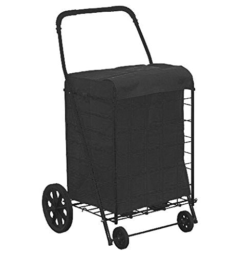 PrimeTrendz Jumbo Folding Shopping Cart Liner Insert with Top Lid Cover - Black (Liner Cover Only)