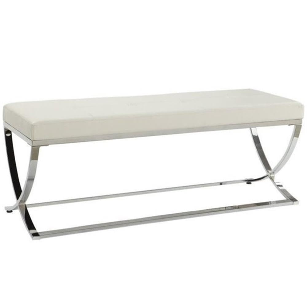 Coaster Home Furnishings Walton Bench with Metal Base White and Chrome