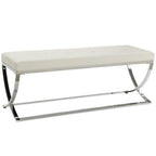 Coaster Home Furnishings Walton Bench with Metal Base White and Chrome