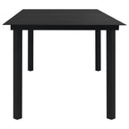 vidaXL Rectangular Patio Dining Table – Industrial-Style, Outdoor Furniture for Patio or Garden, Durable Powder-Coated Steel & Glass Top, Black – 74.8"x35.4"x29.1”