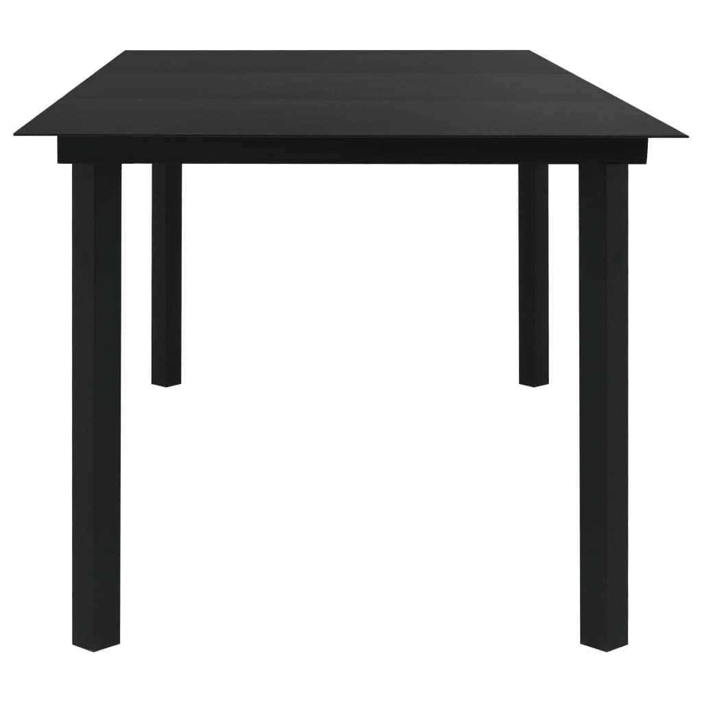 vidaXL Rectangular Patio Dining Table – Industrial-Style, Outdoor Furniture for Patio or Garden, Durable Powder-Coated Steel & Glass Top, Black – 74.8"x35.4"x29.1”