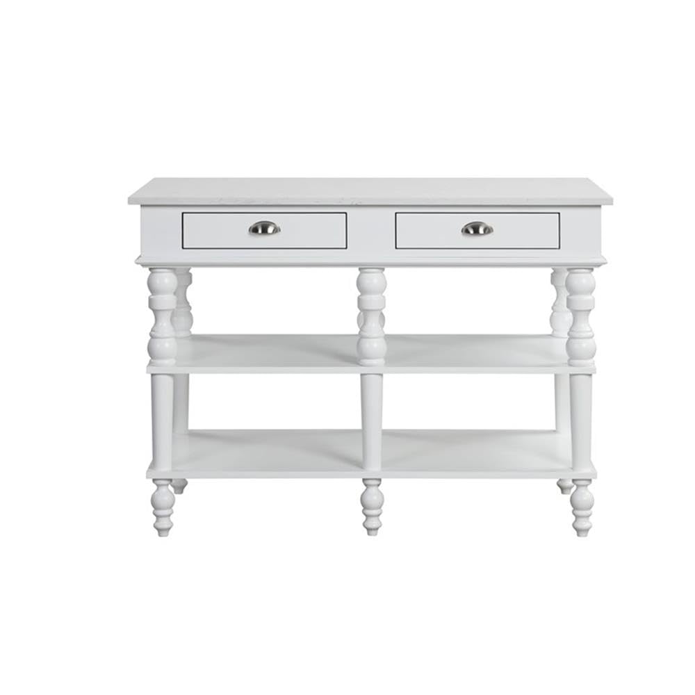 Acme Rorratt Kitchen Island in Marble & White Finish