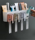 UPHAAR AUR KALA Wall Mounted Toothbrush Holder for Bathroom with 4 Cups | Toothbrush and Toothpaste Organizer Stand | Multifunct