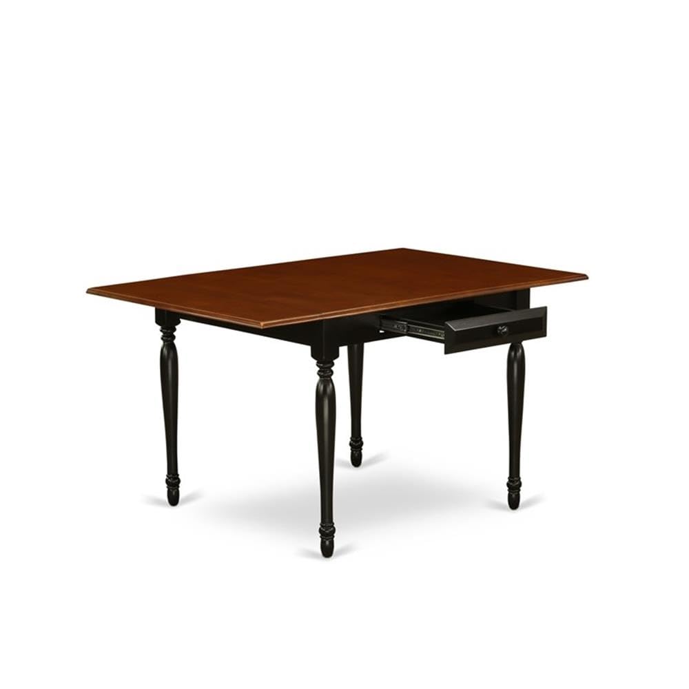 East West Furniture Black Cherry Dining Table Set 3-Piece Wooden Seat Chairs Black/Wood