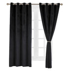 Cherry Home Luxury Velvet Blackout Curtains Panels With Grommet Draperies Eyelet 52Wx72L Inch Black, 2 Panels For Theater,Bedroo