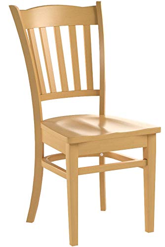 East West Furniture GRC-OAK-W Groton Kitchen Dining Chairs - Slat Back Wooden Seat Chairs, Set of 2, Oak