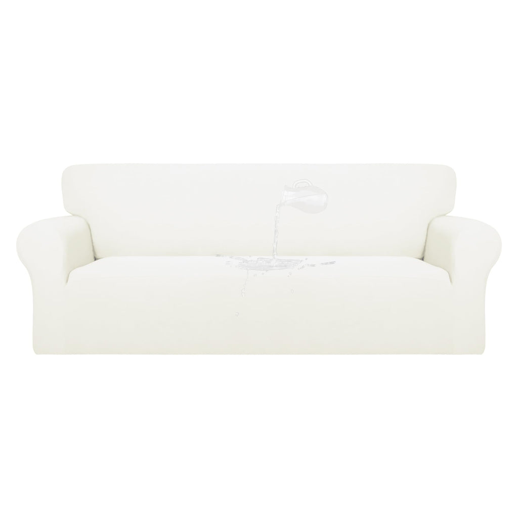 Purefit 100% Dual Waterproof Couch Cover Slipcovers For Couches And Sofas - Stretch Non Slip Fleece Sofa Covers Washable, Leakproof Furniture Protector For Kids, Pets, Dog (Sofa, Beige)