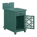 Martin Svensson Home Elegant Chairside End Table with Power, Antique Teal-Green