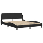 vidaXL Bed Frame with Headboard Black Queen Faux Leather 85.8"x61.8"x29.3" Stylish Modern Faux Leather Bed with Plywood Slats and Sturdy Legs