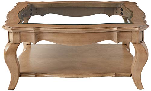 ACME Chelmsford Coffee Table - - Antique Taupe & Clear Glass