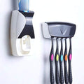 DRAXIL Automatic Toothpaste Dispenser, Wall Mounted, Plastic, with 5 Hole Toothbrush Holder, AntiDust, Multicolour