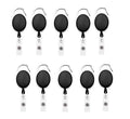 Fedus Id Badge Card Holder Oval Pulley Retractable Reel Black 10Pc