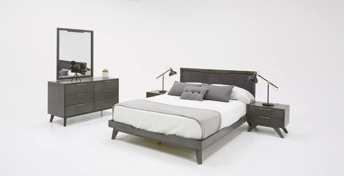 HomeRoots Modern Gray Wash Nightstand with Two Drawers
