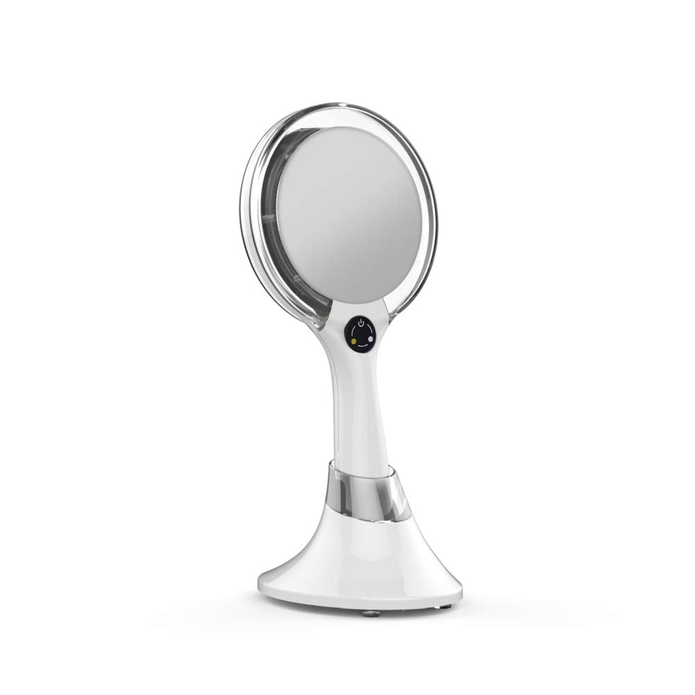 biomax Starlite Handheld Rechargeable Lighted Makeup Mirror with Stand, 1X/5X Magnification, Dual Sided & Vanity Mirror with Bri